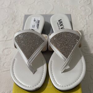 Vaneli White Sandals with Sparkling Accents